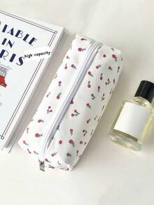 Túi dây rút họa tiết hoa 2 trong 1: Túi đựng mỹ phẩm & Hộp bút học sinh, Túi mỹ phẩm chống thấm nước dễ thương, thẩm mỹ cho trường học, du lịch, phòng tập thể dục | Túi đựng đồ dùng vệ sinh cá nhân và đồ dùng học tập di động - màu tím - Xem 3