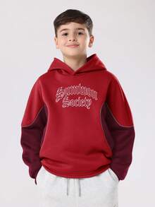 Áo hoodie dài tay SUMWON cho bé trai, in chữ kiểu Gothic, thích hợp mặc mùa đông, phong cách đường phố, đi nghỉ mát. - Màu Đỏ Sâu - Xem 1