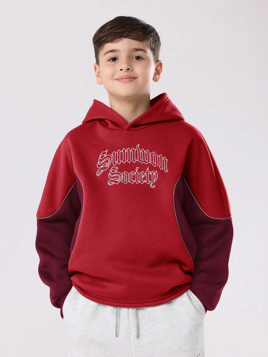 Áo hoodie dài tay SUMWON cho bé trai, in chữ kiểu Gothic, thích hợp mặc mùa đông, phong cách đường phố, đi nghỉ mát. - Màu Đỏ Sâu - Xem 1
