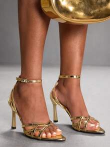 CUCCOO SZL Women's Elegant Commuter Heeled Sandals For Christmas - Gold - View 1