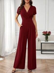 Editum Mono elegante de unicolor con cintura ceñida para uso cotidiano - Burdeos - Ver 8