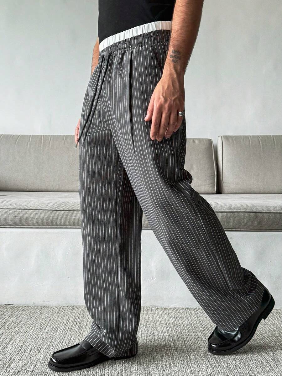 HUEFORM Men's Casual Striped Loose Fit Pants, Suitable For Daily Casual Wear, Weekend Outings, Parties, Etc. This Pant Is An Indispensable Versatile Item In A Man's Wardrobe And Makes A Great Gift For A Boyfriend Or Husband.