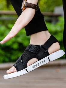 Sandalias deportivas negras para hombre con doble función, sandalias de hombre, tenis para hombre, pantuflas de hombre, tenis de hombre, sandalias de playa, tenis hombre, adecuadas para actividades al aire libre, ropa de playa y deportes informales cotidianos sandalias. - Blanco y Negro - Ver 3