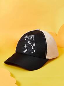 LOONEY TUNES X SHEIN Classic Cartoon Rabbit Print Contrast Color Baseball Cap - Black and White - View 1