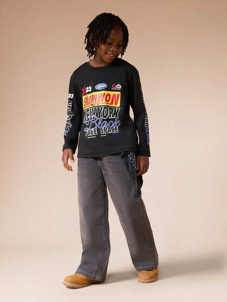 Long Sleeve Graphic Tee With Brooklyn Print