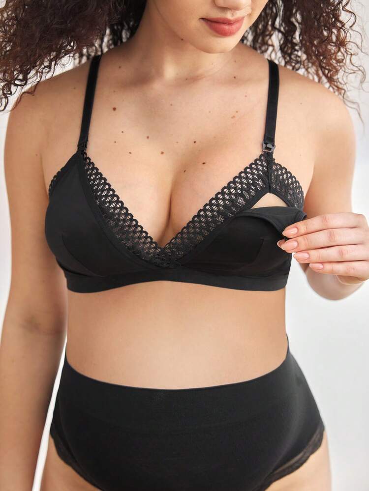 Moonlight&Mama 1件装女士黑色舒适哺乳文胸，无钢圈提拉支撑，孕妇内衣 - 黑色 - 查看 6