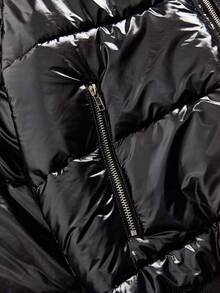 ROMWE MEN Street Life Spring Casual Graphic Men'S Hooded Fuzzy Spider Web Embroidery Loose Winter Jacket - Black - View 5