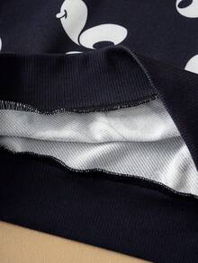 SHEIN Felix The Cat Young Boy Casual Black Cartoon Pattern Cute Long Sleeve Sweatshirt, Suitable For Spring And Autumn - Black - View 7