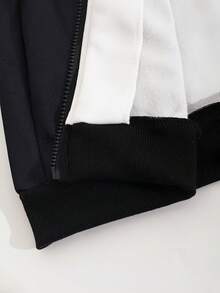 Vacaura Conjunto deportivo de 2 piezas para niños preadolescentes, con chaqueta con capucha informal con cremallera y estampado digital de letras, pantalones con cordón de color contrastante, adecuado para primavera, otoño e invierno - Multicolor - Ver 7