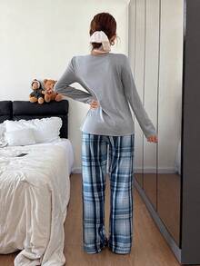 Dream Adore 休闲格子印花女士长袖睡衣套装 - 彩色 - 查看 2