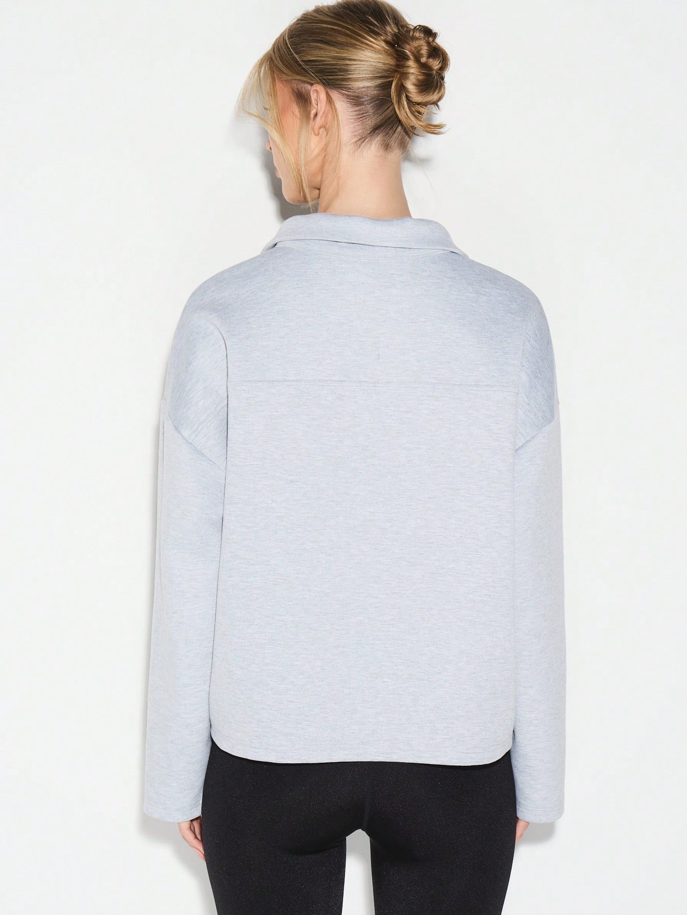 KIZN Grey Heathered Collared Sweatshirt With Logo