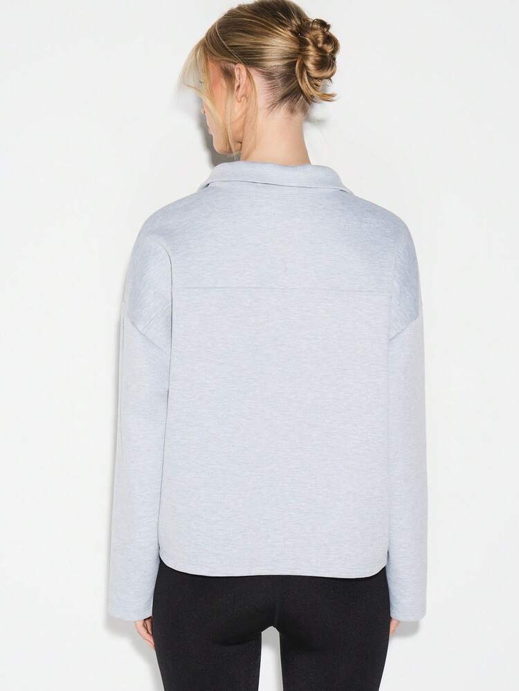 KIZN Grey Heathered Collared Sweatshirt With Logo