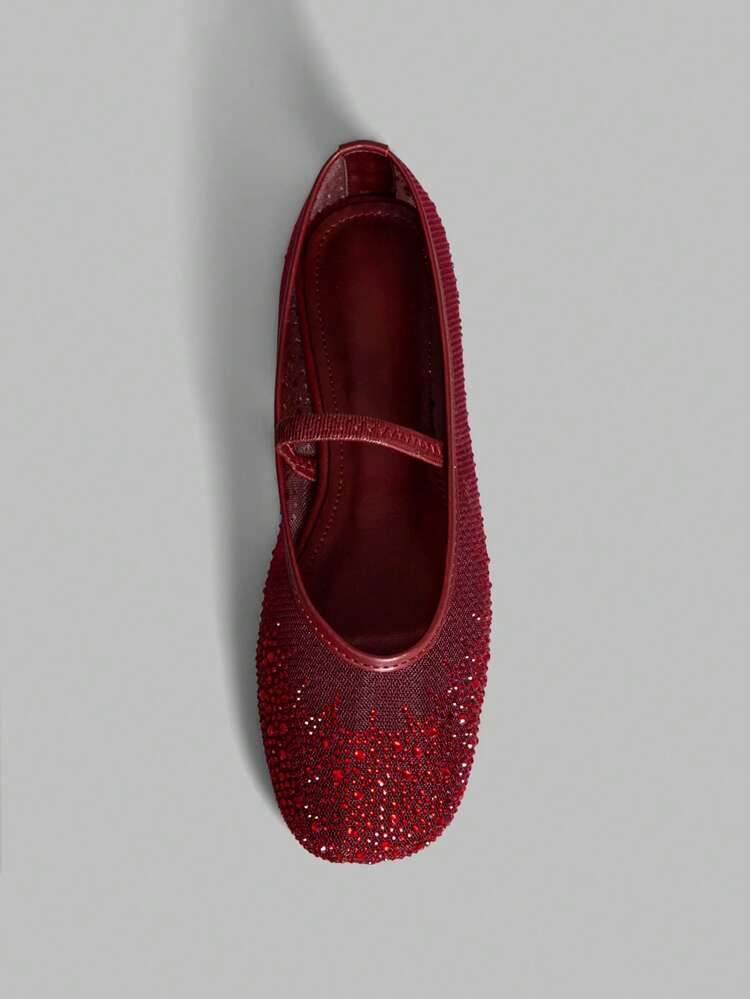 Women's Fashion Versatile Commuter Rhinestone Buckle Flats For Christmas