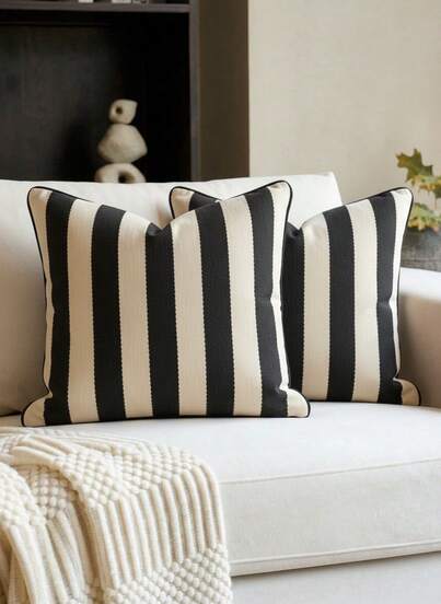 Cirelle 1 件条纹雪尼尔装饰抱枕套，柔软现代抽象波西米亚风格家居装饰靠垫，适合沙发、卧室、客厅，四季皆宜，也适合作为礼物