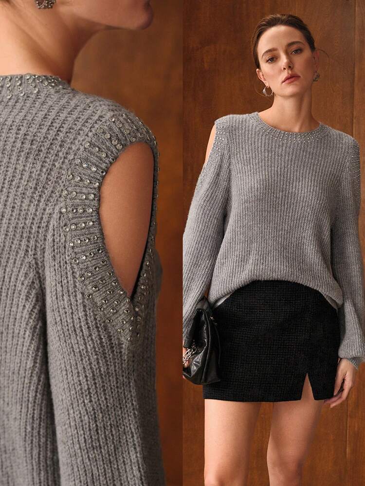 VINTAGE KOREAN MINIMALIST DESIGN KNIT SWEATER FOR WOMEN, AUTUMN/WINTER