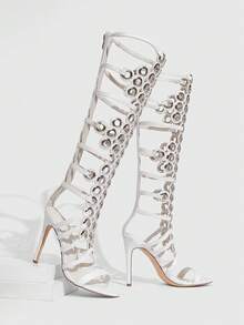 CUCCOO SZL Sandales à talons et sexy pour le travail et les sorties pour femmes - Blanc - Voir 3