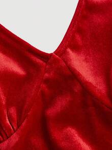 SHEIN MOD 女士红色天鹅无肩带中长连衣裙，红色连衣裙，派对女士连衣裙，晚宴连衣裙，女士连衣裙，正式女士连衣裙，优雅连衣裙，红色女士连衣裙，化装舞会连衣裙 - 酒紅色 - 查看 3