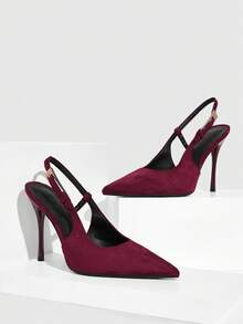 CUCCOO SZL Zapatos de tacón de punta elegantes para mujeres para ir al trabajo - Burdeos - Ver 2
