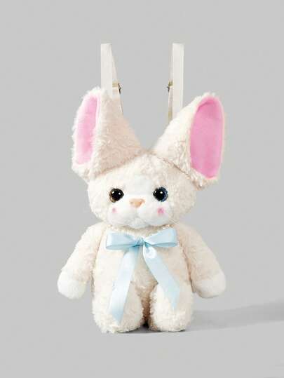 Kawaii Fashion Color-Blocked Cartoon Fuzzy Girls' Backpack, Cute School Bag For Women