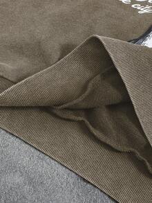 PAVTROS 男士宽松印花连帽衫 - 咖啡棕 - 查看 4