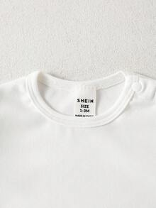 新生儿白色长袖T恤，百搭亲肤，简约风格，舒适上衣，多件装 - 白色 - 查看 6