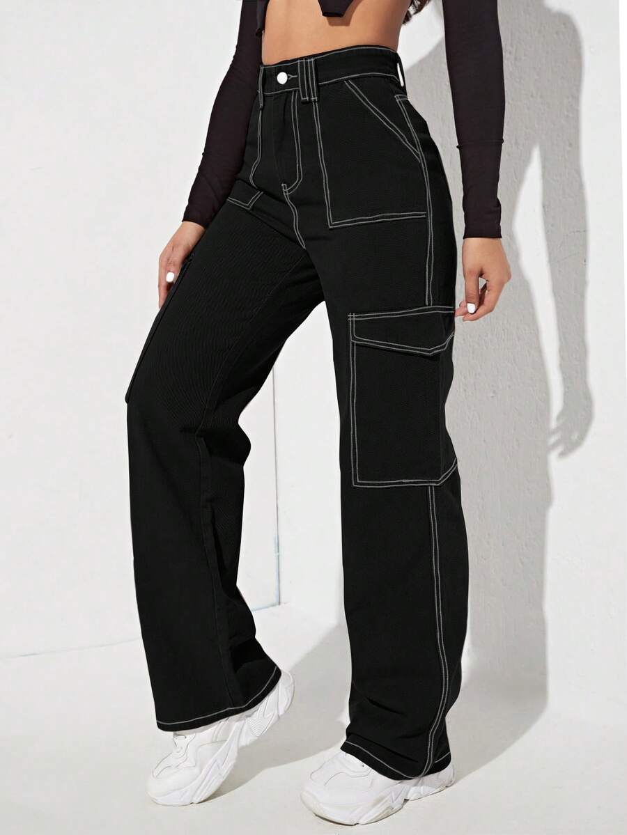 SHEIN ICON Quần jean đen thường ngày cỡ lớn dành cho nữ - màu đen - Xem 1