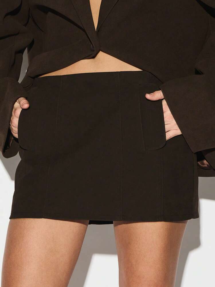 KIZN Mini Skirt With Side Pockets And Seam Detail