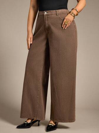 Auralis 大码休闲时尚百搭宽松阔腿男友牛仔裤