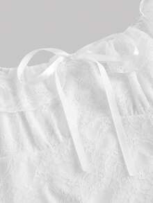 SHEIN MOD White Romantic Ballet Style Lace Ruffle Hem Dress Wedding Guest Summer Summer Outfits Graduation White Dress - White - View 3