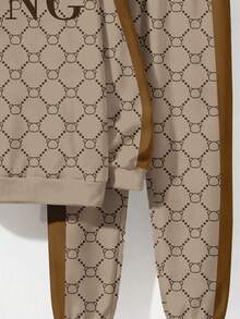 2 件 KING 青少年男孩休闲简约长袖连帽运动衫套装，适合秋冬季 - 彩色 - 查看 6