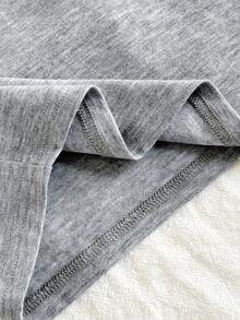 SHEIN 少女高领纯色长袖T恤，百搭基础款打底衫 - 灰色 - 查看 7