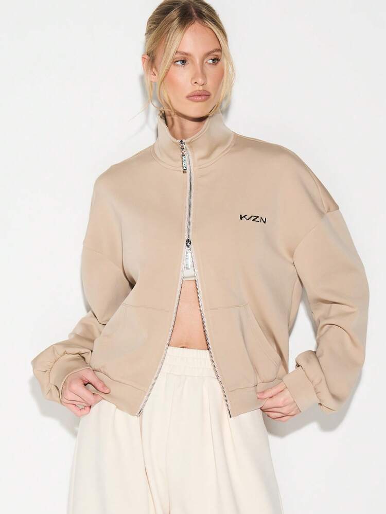 KIZN Neoprene Full Zip Sweatshirt With High Neck