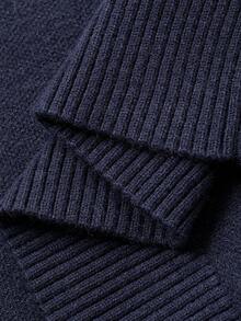 DAZY 少女日常通勤学院风菱格纹纽扣开衫，秋冬款 - 藏蓝色 - 查看 9