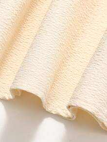 Leap Crew Nova Glow撞色拼接腰部褶皱胸部可调节肩带前褶皱长袖方领中长连衣裙，适合居家和户外活动，秋冬季节，波西米亚风格 - 杏色 - 查看 6