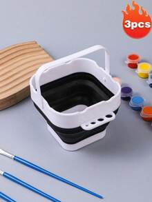 Collapsible Silicone Brush Cleaner Cup Foldable Paint Brush Washer Portable Water Basin For Acrylic Oil Watercolor Painting Artist Travel Studio Art Supplies - Multicolor - View 20