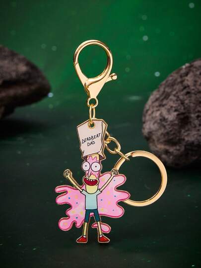 Rick and Morty X SHEIN 1pc Fashionable Zinc Alloy Drip Oil Cartoon Series Cute Keychain, Luxury Niche Couple Casual, Also Suitable For Bag Decoration, Fit For Party, Concert, Festival