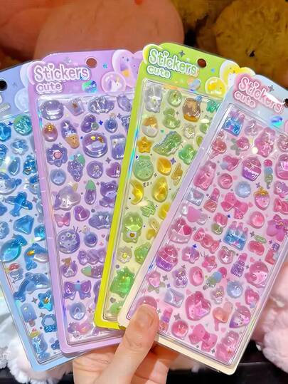 1pc 3D Embossed Stickers, Cute Cartoon Animals Like Penguins, Cats, Rabbits, Dinosaurs, DIY Decorative Stickers For Scrapbooks, Notebooks, Phone Cases, Bags, And Window Decorations,Solid Stickers,Journal Stickers,Exchange Stickers With Friends