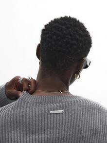 Suéter de cuello redondo de punto acanalado con ajuste ceñido SUMWON para uso casual de invierno y otoño - Gris - Ver 6