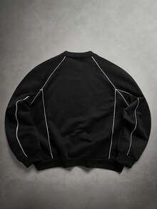 Manfinity Hypemode 男士字母刺繡寬鬆休閒套頭衛衣 Y2K 上衣 男士街頭風上衣 - 黑色 - 查看 2