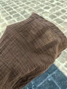 Flirla 女款超低腰休闲棉质直筒裤 - 棕色 - 查看 7