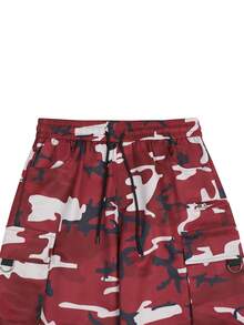 Manfinity Homme Men's Camouflage Print Casual Jogger Pants Men Cargos Men Army Pants Mens Jogger Men Camo Pants Camo Cargos - Burgundy - View 4