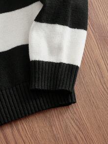 SWAVVY Suéter polo de manga larga con rayas blancas y elegante para hombres - Blanco y Negro - Ver 5