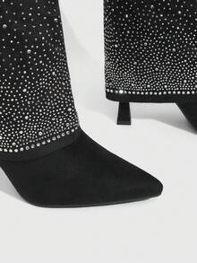 CUCCOO SZL Botas altas para mujer de tacón fino y puntera estrecha, de estilo casual y moda - Negro - Ver 6