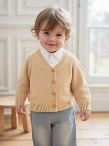 Chaquetas de punto de cuello en V para niños pequeños, de moda, versátiles, de ajuste regular, de manga larga, suaves y cómodos, aptos para primavera/otoño, uso diario, salidas, viajes, vacaciones, hogar, guardería, juegos de niños