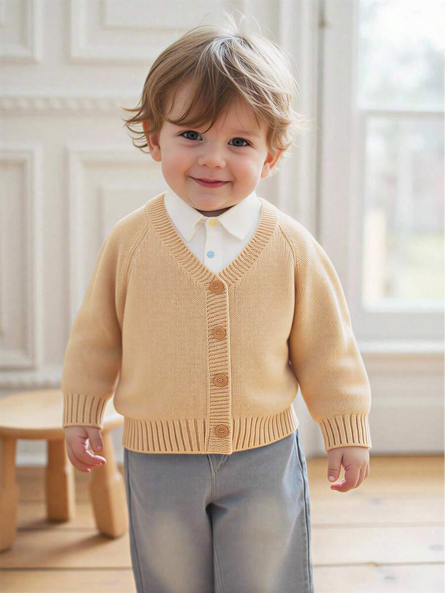 Chaquetas de punto de cuello en V para niños pequeños, de moda, versátiles, de ajuste regular, de manga larga, suaves y cómodos, aptos para primavera/otoño, uso diario, salidas, viajes, vacaciones, hogar, guardería, juegos de niños