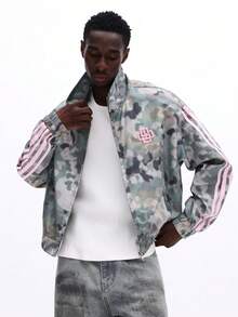 SUMWON Áo khoác gió ngụy trang dáng crop fit có tay áo sọc hồng và cổ cao thích hợp mặc ngoài trời thường ngày - Nhiều màu - Xem 6