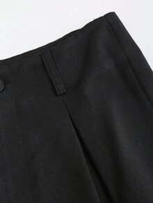 Sweetra Bộ đồ hai mảnh áo sơ mi cổ buộc tay dài phối màu đơn giản mùa thu/đông và quần ống rộng ống đứng, phong cách sinh viên dành cho nữ - Đen và trắng - Xem 6