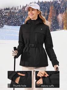 OutZeal 女士滑雪夹克 户外夹克 黑色 冬季滑雪 露营 保暖 绗缝 防风 防水 户外上衣 - 黑色 - 查看 4