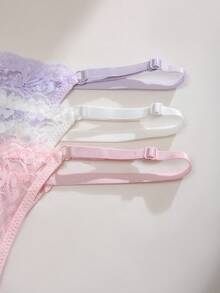 3pcs/Set Elegant Sexy Solid Color Lace Thong Panties - Multicolor - View 5