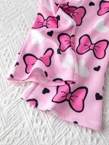 SHEIN Babygirl Cute Casual Cartoon Print Long Sleeve Sweatshirt & Elastic Waist Pants Set - Beige - View 8